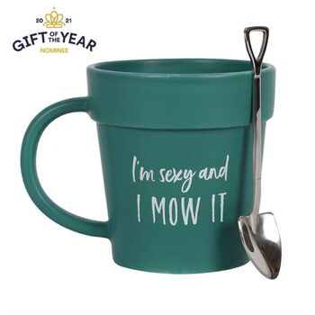 Funny Gifts For Him Plant Pot Mug With Shovel Spoon