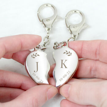 Gift For Him And Her Two Matching Hearts Keyrings
