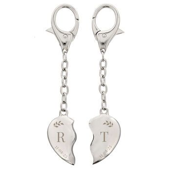 Gift For Him And Her Two Matching Hearts Keyrings