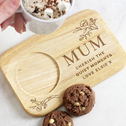 Gift For Women Personalised Floral Wooden Coaster Tray