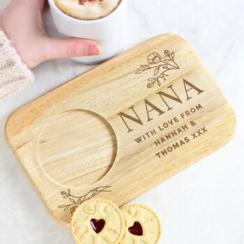 Gift For Women Personalised Floral Wooden Coaster Tray