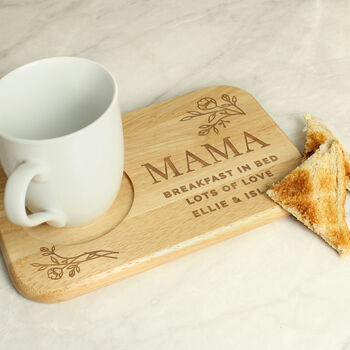 Gift For Women Personalised Floral Wooden Coaster Tray