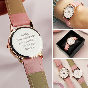 Gifts For Girls Personalised Pink Watch For Granddaughter