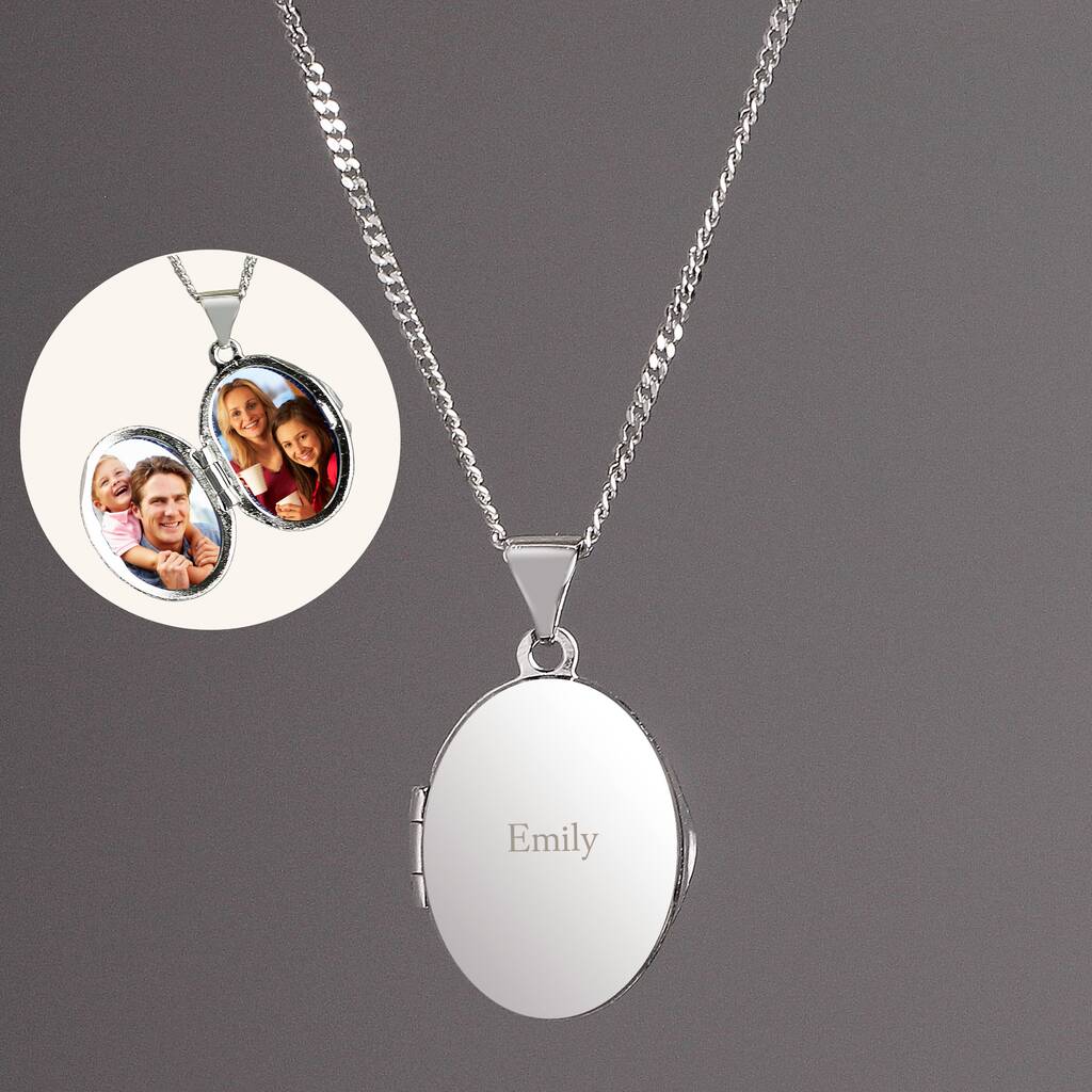 Gifts For Her Personalised Silver Photo Locket Necklace