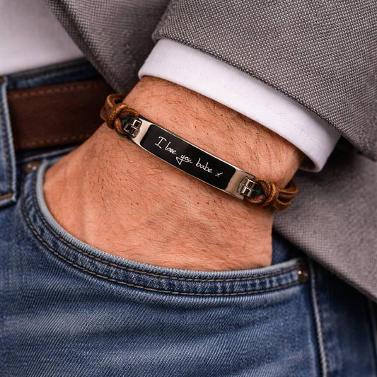 Gifts For Him Engraved Men Leather Bracelet