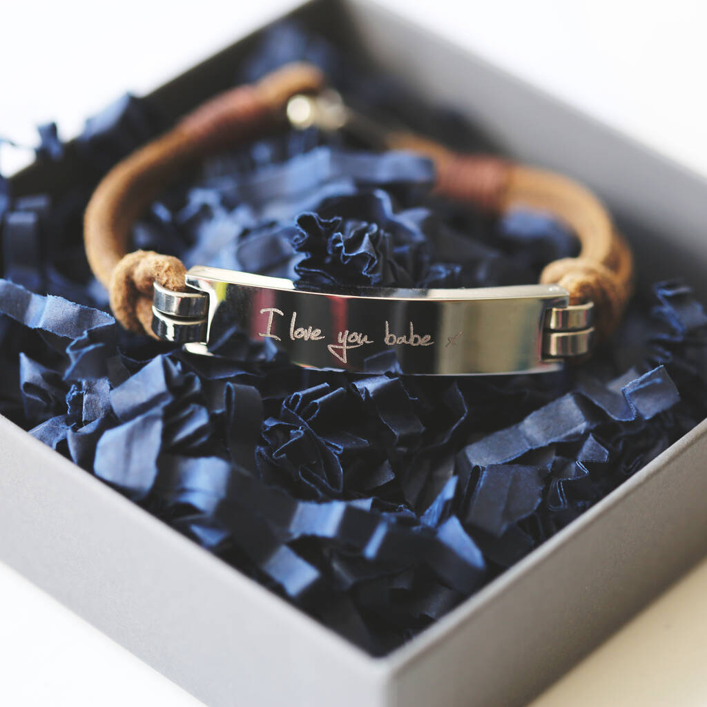 Gifts For Him Engraved Men Leather Bracelet