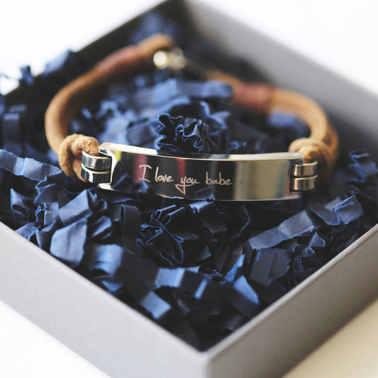 Gifts For Him Engraved Men Leather Bracelet