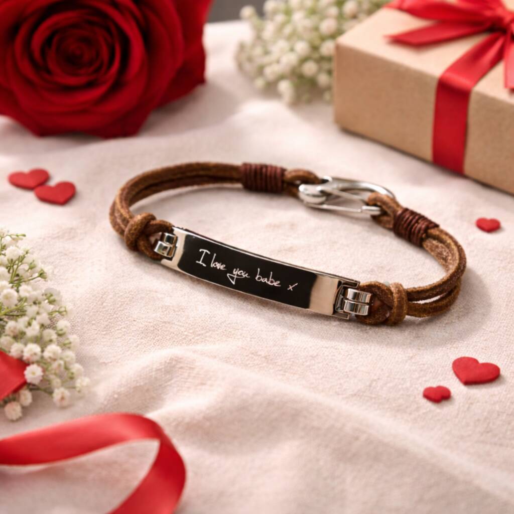 Gifts For Him Engraved Men Leather Bracelet
