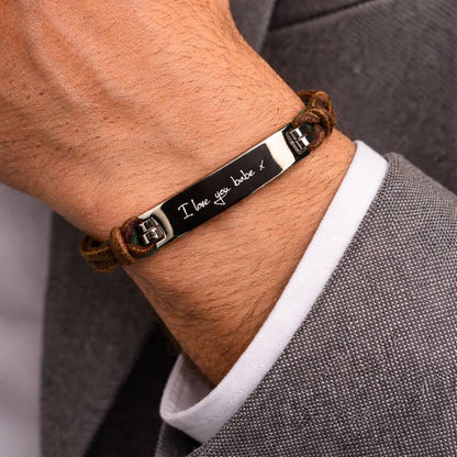 Gifts For Him Engraved Men Leather Bracelet