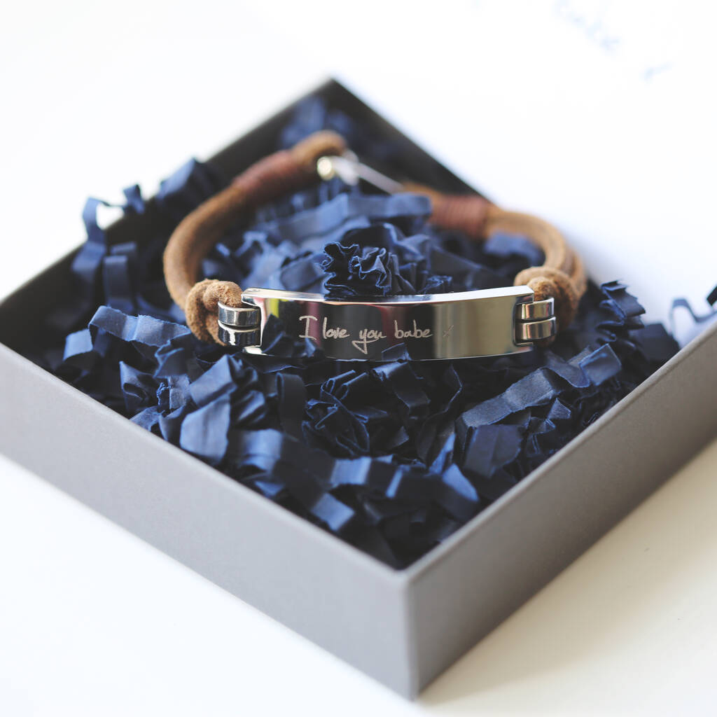 Gifts For Him Engraved Men Leather Bracelet