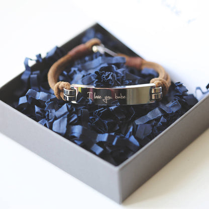 Gifts For Him Engraved Men Leather Bracelet