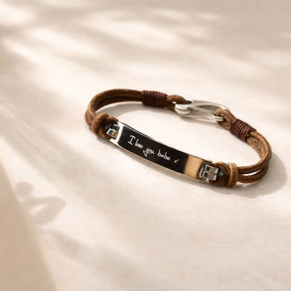Gifts For Him Engraved Men Leather Bracelet