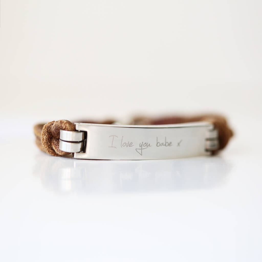 Gifts For Him Engraved Men Leather Bracelet