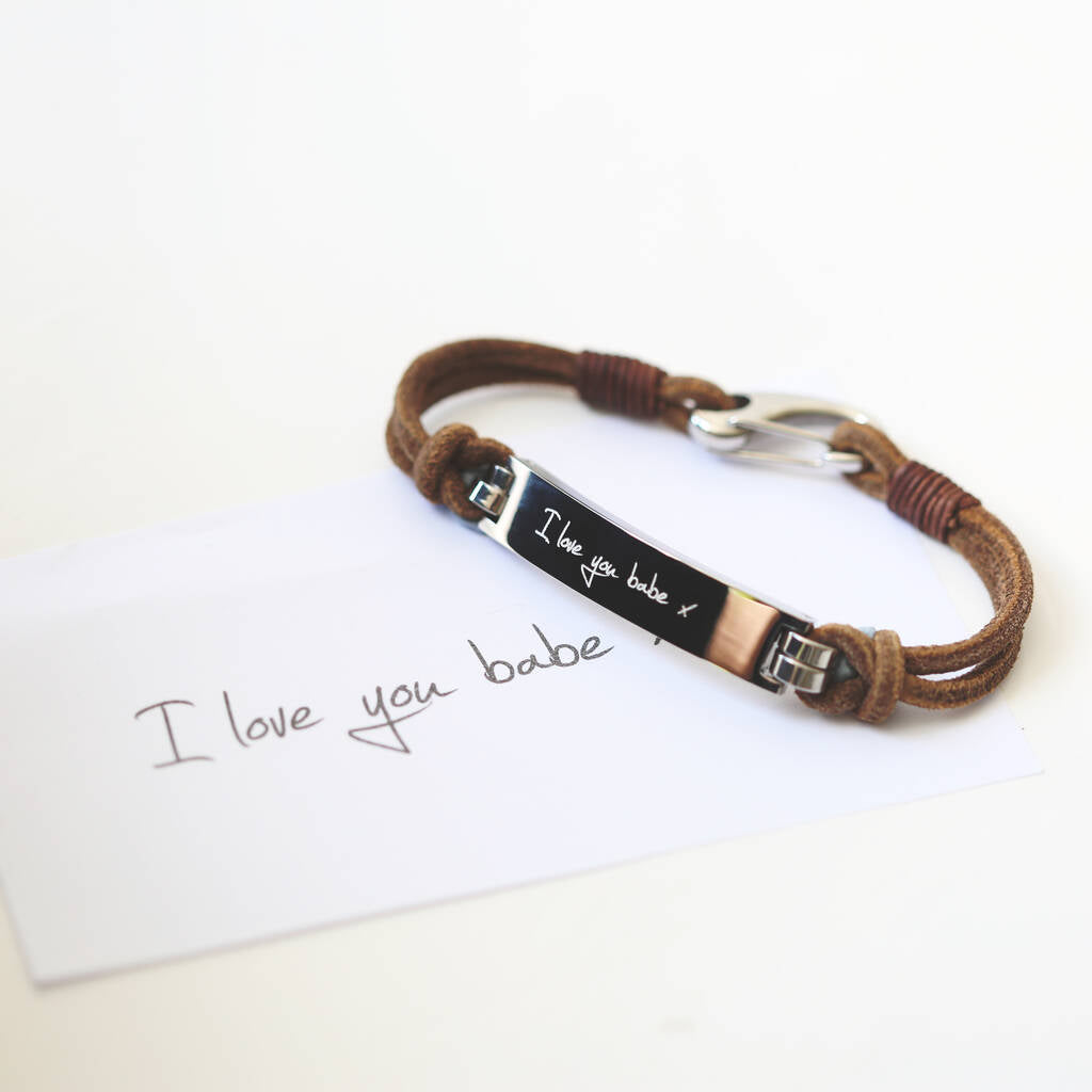 Gifts For Him Engraved Men Leather Bracelet