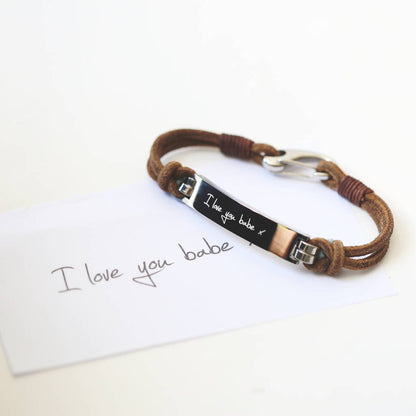 Gifts For Him Engraved Men Leather Bracelet