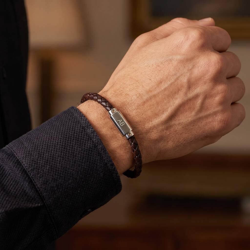 Gifts For Him Personalised Men Leather Bracelet