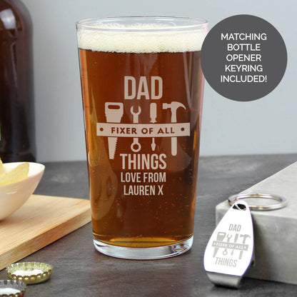 Gifts For Him Pint Glass And Bottle Opener Set