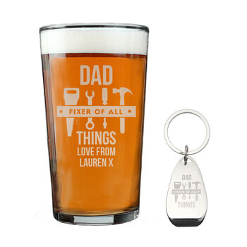 Gifts For Him Pint Glass And Bottle Opener Set