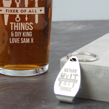 Gifts For Him Pint Glass And Bottle Opener Set