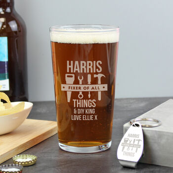Gifts For Him Pint Glass And Bottle Opener Set