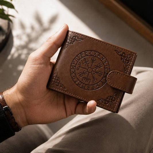 Gifts For Men Viking Brown Faux Leather Wallet For Him