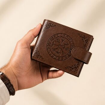 Gifts For Men Viking Brown Faux Leather Wallet For Him