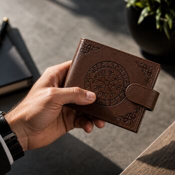 Gifts For Men Viking Brown Faux Leather Wallet For Him