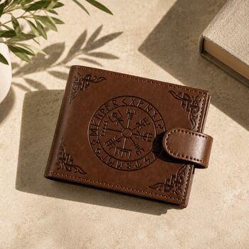 Gifts For Men Viking Brown Faux Leather Wallet For Him
