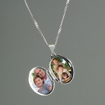 Gifts For Women Silver Oval Photo Locket Necklace