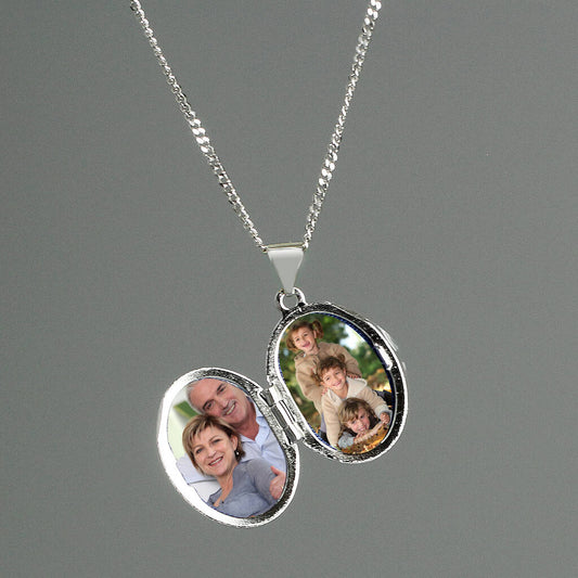 Gifts For Women Silver Oval Photo Locket Necklace