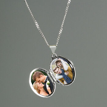 Gifts For Women Silver Oval Photo Locket Necklace