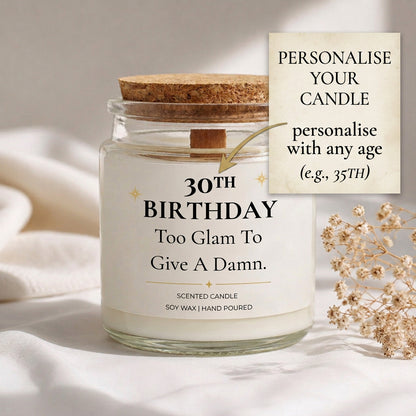 Personalised Birthday Candle - Too Glam To Give A Damn