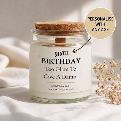Personalised Birthday Candle - Too Glam To Give A Damn