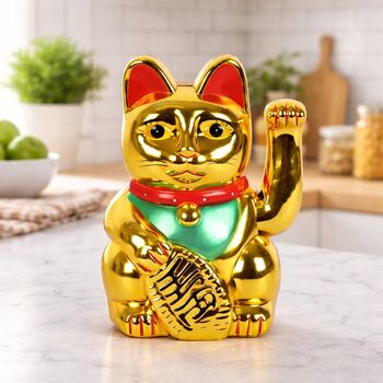 Good Luck New Home Gifts Gold Money Cat, Housewarming