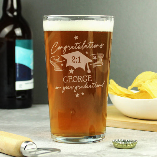 Graduation Gifts Congrats Beer Glass Personalised