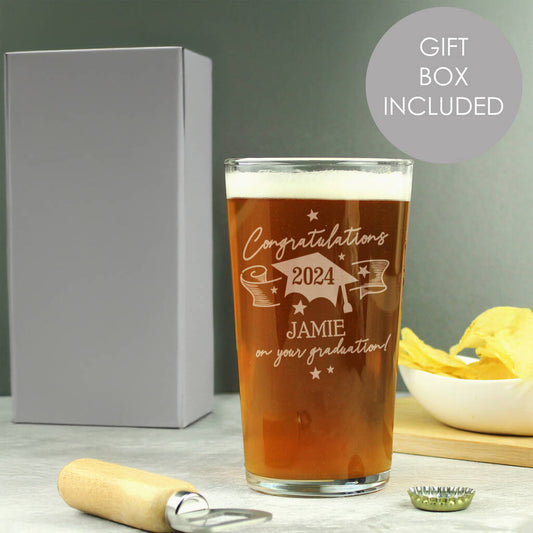 Graduation Gifts Congrats Beer Glass Personalised