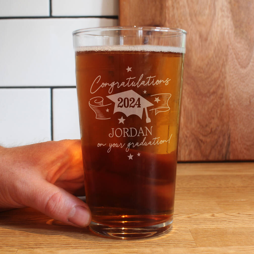 Graduation Gifts Congrats Beer Glass Personalised