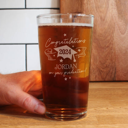 Graduation Gifts Congrats Beer Glass Personalised
