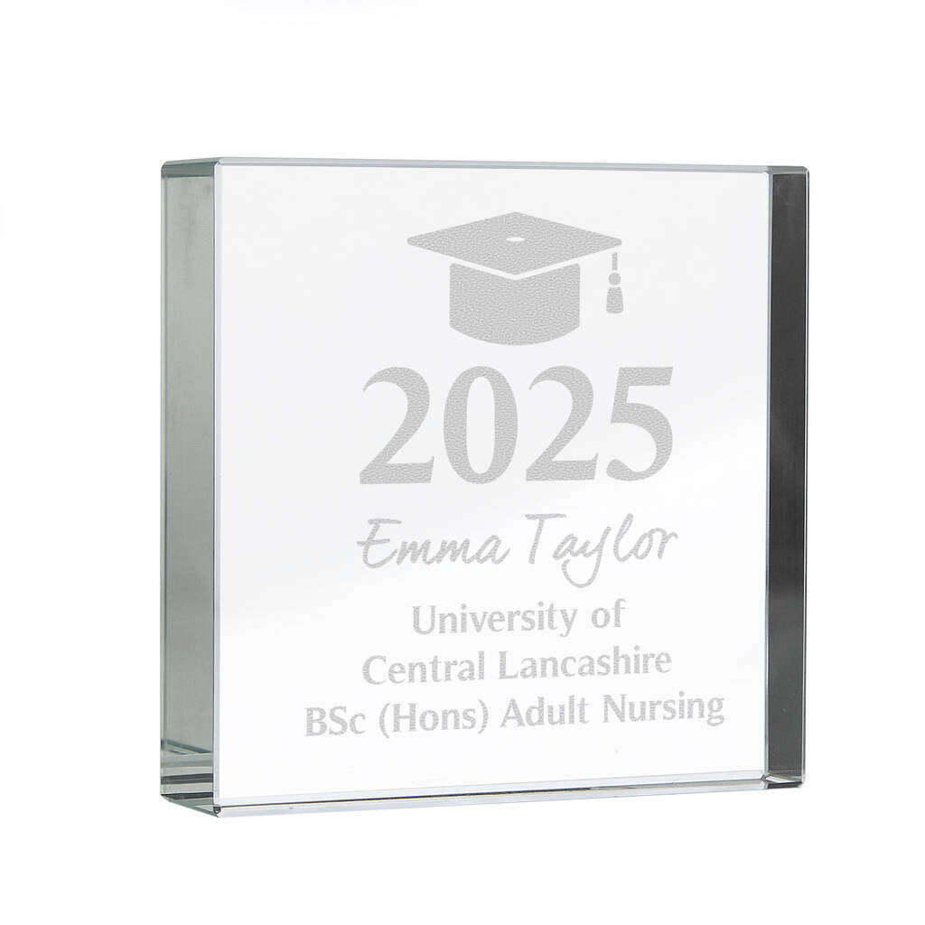 Graduation Gifts Personalised Crystal Glass Keepsake