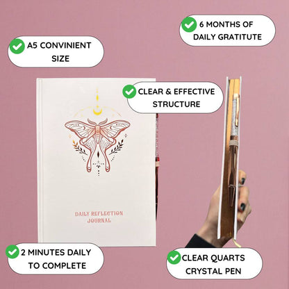 Gratitude Journal Daily Reflection Book With Quartz Crystal Pen