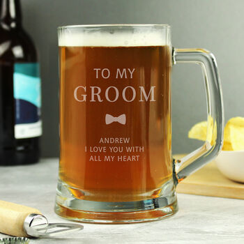 Groom Gifts Personalised Engraved Pint Tankard For Best Man