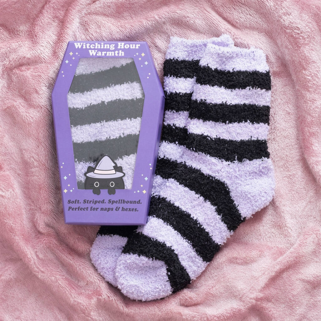 Halloween Gifts Purple Striped Coffin Socks