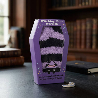 Halloween Gifts Purple Striped Coffin Socks