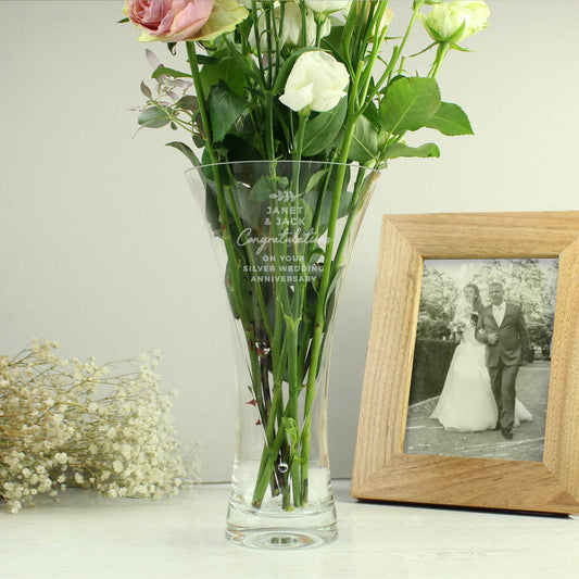 Hand Cut Crystal Glass Vase – Engraved Wedding, Anniversary And Engagement Gift
