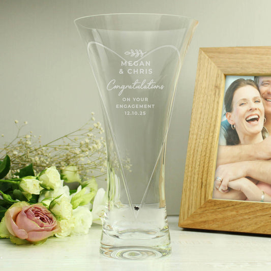 Hand Cut Crystal Glass Vase – Engraved Wedding, Anniversary And Engagement Gift