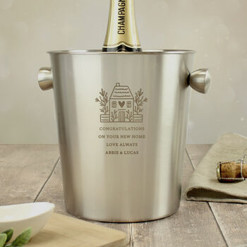 Housewarming New Home Gift Personalised Stainless Steel Ice Bucket