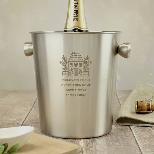 Housewarming New Home Gift Personalised Stainless Steel Ice Bucket