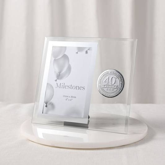 40th Birthday Gift Photo  Frame with Metal Badge 4" x 6"