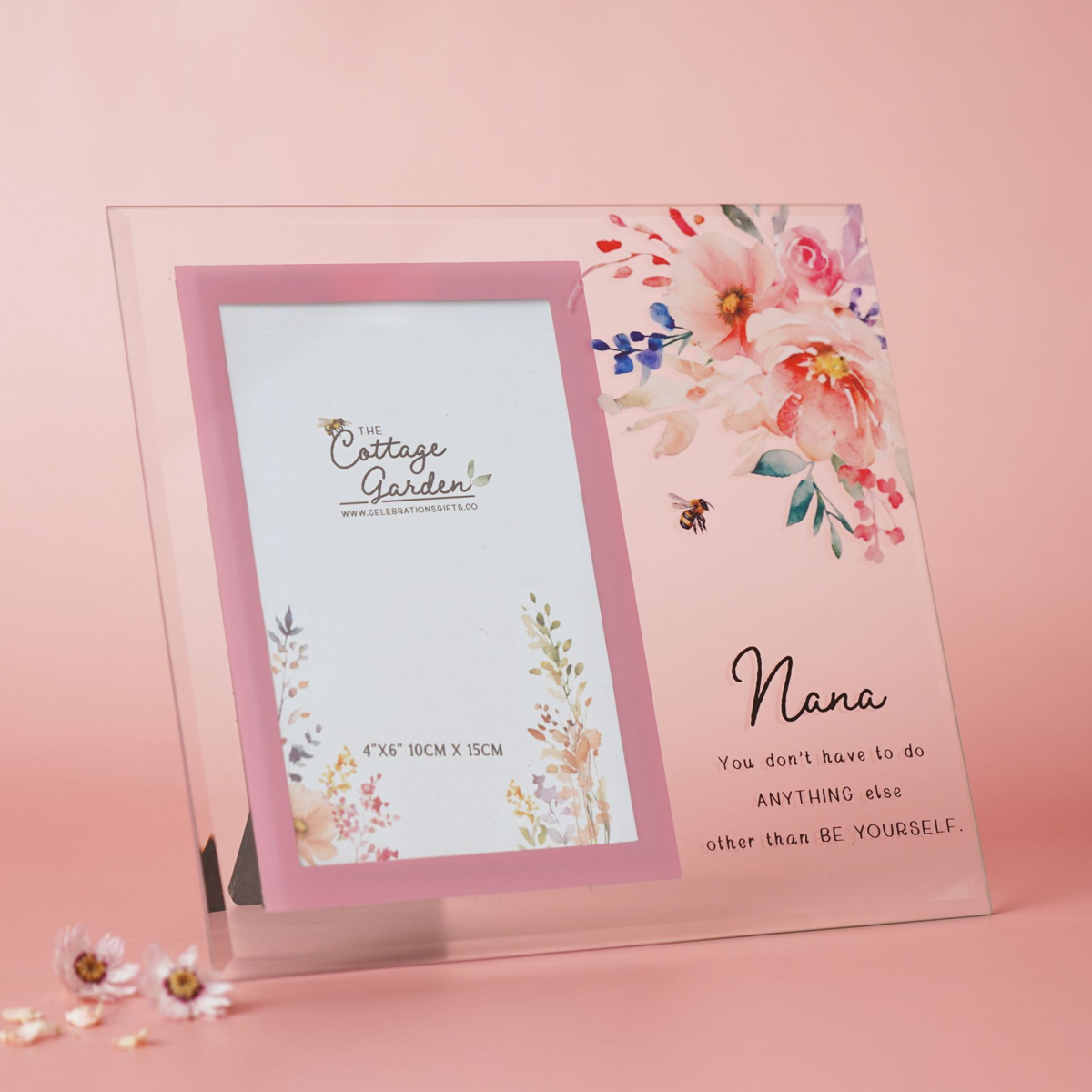 Grandmother Gifts - Floral Glass Photo Frame - Nana