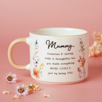 Mum Gifts - Floral Peach Mug - Mummy